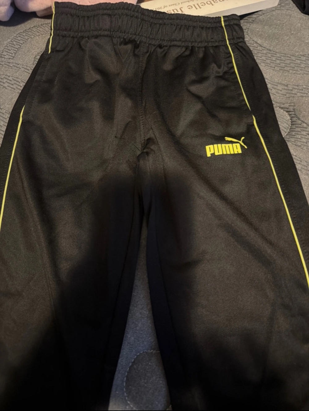 Puma Black Joggers with Yellow Logo Trim